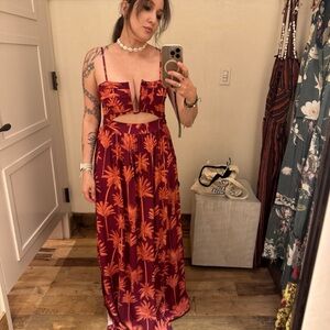 Malai and Anthropologie Maxi forest  cut out summer dress